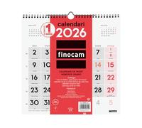 Finocam - Calendrier mural grands chiffres 2026 avec vue janvier - décembre 2026 (12 mois) | Calendrier 2026 | Planificateur mensuel neutre catalan