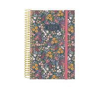 Finocam Flora Agenda à spirale 2026 1 jour par page | janvier à décembre (12 mois) | Agenda annuel 2026 avec élastique, couverture en polypropylène à spirale Design Collection Flora