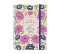 Finocam Impossible Agenda à spirale 2026 avec vue hebdomadaire horizontale de janvier à décembre 12 mois Couverture en polypropylène Motif Collection Impossible