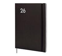 Finocam Mara Agenda 2026 avec vue hebdomadaire verticale de janvier à décembre (12 mois), avec élastique et bande à points, couverture souple Mara, noir, catalan