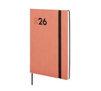 Finocam Mara Agenda 2026 avec vue hebdomadaire verticale de janvier à décembre (12 mois) avec élastique et bande à pointillés et couverture souple Corail