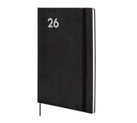 Finocam Mara Agenda 2026 avec vue hebdomadaire verticale | janvier à décembre (12 mois) | Agenda annuel 2026 avec élastique et bande à pointillés | Couverture souple Mara - Noir