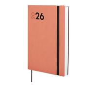 Finocam Mara - Agenda annuel 2026 1 jour par page | janvier à décembre (12 mois) | Agenda annuel 2026 avec élastique et bande à pointillés | Couverture souple Mara - Corail - Catalan
