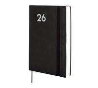 Finocam Mara - Agenda annuel 2026 1 jour par page | janvier à décembre (12 mois) | Agenda annuel 2026 avec élastique et bande à pointillés | Couverture souple Mara - Noir