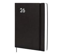Finocam Mara - Agenda annuel 2026 1 jour par page | janvier à décembre (12 mois) | Agenda annuel 2026 avec élastique et bande à pointillés | Couverture souple Mara - Noir