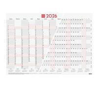 Finocam Poster planificateur mixte 2026 année vue janvier 2026 - décembre 2026 (12 mois) neutre espagnol
