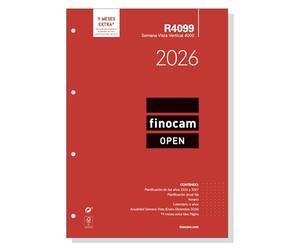 Finocam Recharge annuelle Open 2026 Vue verticale hebdomadaire janvier 2026 à décembre 2026 (12 mois) espagnol