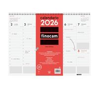 Finocam Sous-main à spirale semainier 2026 Vue verticale Janvier 2026 à décembre 2026 (12 mois) Neutre espagnol