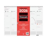 Finocam Sous-main à spirale semainier 2026 Vue verticale Janvier 2026 à décembre 2026 (12 mois) Neutre catalan