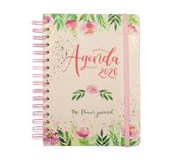 Finocam The Flower Journal Agenda annuel 2026 1 jour par page | janvier à décembre (12 mois) | Spirale double couverture dure | Rose