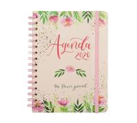 Finocam The Flower Journal Agenda annuel 2026 avec élastique et double couverture rigide Rose