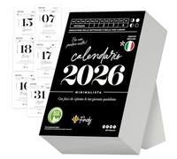 Finoly Calendrier 2026 en Italien Janvier 2026 Décembre 2026 (12 Mois) | Calendrier 2026 de Bureau Idée Cadeau Philosophique | calendrier 2026 de Bureau avec Support 365 Jours 13.5x9.5 cm