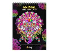 Finoly Mandalas a Colorier Adulte Animaux | Coloriage Mandala Adulte Anti Stress A4 | Cahier de Coloriage Mandala Papier Premium | Livre Coloriage Adulte Mandala Reliure Spiral (Nuit)