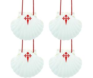 Finoly Pack de 4 Unités Coquille Saint Jacques de Compostelle | Pèlerin de Saint-Jacques | Route Pèlerinage Saint Jacques de Compostelle | Chemin de Saint-Jacques | Saint Jacques de Compostelle