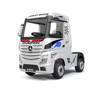 FINOOS Camion électrique Enfant Mercedes Actros 12V 4x4 Camion Voiture électrique Enfant avec télécommande 2.4Ghz, 4 x Moteur 12V 45W, Batterie: 2x12V, 1-5 Ans (Blanc)