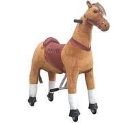 FINOOS Pony Ride Cheval à Bascule - Peluche sur Roues - Inline - Poney - Cheval - Équitation - Peluche - MyPony - Cheval d'équitation pour Enfants - Brun (Small - 3-6 Ans)