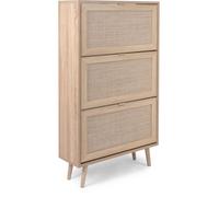 Finori Armoire à chaussures Bali 49A – Chêne sonoma, impression de canne – 9 paires – Beige