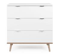 Commode Göteborg - 3 tiroirs - Décor chêne sonoma Blanc - Scandinave - L 79,8 x P 40 x H 86,5 cm
