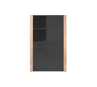 Buffet Haut CENTO - Gris Anthracite & Chêne Artisan - 2 portes, 2 niches et 1 tiroir - 100 x 34,5 x 150 cm