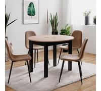 Finori Table Ronde Extensible 100/140 cm chêne Artisan/Noir Coburg - Naturel