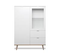 FINORI Vitrine Göteborg en chêne Blanc Mat et chêne Sonoma avec Bois Massif 100 x 140 cm