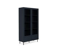 Vitrine buffet haut - Caracas - 2 portes vitrées et 2 tiroirs - 100 x 40 x 183 cm - Bleu navy