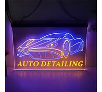 FINOTI Auto Detailing enseigne au néon Car Repair Garage enseigne néon LED Affichage 2 Couleurs Centre esthétique Automobile carrosserie Club Automobile décoration Ambiance avec chaîne,C,11.8"x7.9"
