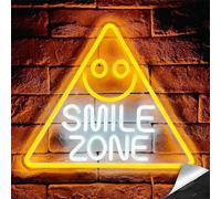 FINOTI enseigne Lumineuse néon LED Smile Zone Panneau Lumineux LED pour fête Bar bière Panneau Lumineux LED pour fête noël Joueur Salle Adolescents Jeux Esports Chambre Bar Club Chambre Art