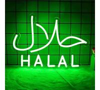 FINOTI enseignes néon Halal pour Les Restaurants Arabes Nourriture Halal Viande Halal Bonbons Salon manucure signalisation Magasin pour Les Entreprises décoration Murale LED Verte USB