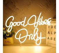FINOTI Good Vibes Only - Applique murale de mariage - Panneau néon LED - Fixation murale - Veilleuse KTV - Veilleuse LED - Décoration de chambre à coucher - USB avec interrupteur - C