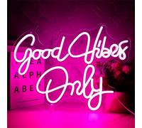 FINOTI Good Vibes Only - Applique murale de mariage - Panneau néon LED - Fixation murale - Veilleuse KTV - Veilleuse LED - Décoration de chambre à coucher - USB avec interrupteur - B