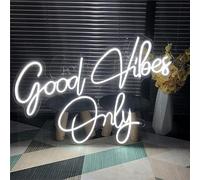 FINOTI Good Vibes Only Applique murale néon LED pour mariage Fixation murale Barre lumineuse KTV Veilleuse LED Décoration de chambre Décoration de chambre USB avec interrupteur, A