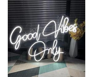 FINOTI Good Vibes Only Applique murale néon LED pour mariage Fixation murale Barre lumineuse KTV Veilleuse LED Décoration de chambre Décoration de chambre USB avec interrupteur, A