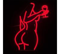FINOTI Neon Art Sexy Lady scène Parfaite Espace esthétique Chambre Bureau à Domicile hôtel Bar café Divertissement fête Club atmosphère néon USB avec Interrupteur,F