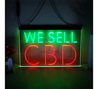 FINOTI Panneau néon CBD 2 couleurs à LED pour moto, club, bar, hôtel, salle de jeux, café, décoration d'intérieur, mur de chambre à coucher, avec chaîne, E, 40 x 30 cm