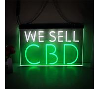 FINOTI Panneau néon CBD 2 couleurs à LED pour moto, club, bar, hôtel, salle de jeux, café, décoration d'intérieur, mur de chambre à coucher, avec chaîne, I, 40 x 30 cm