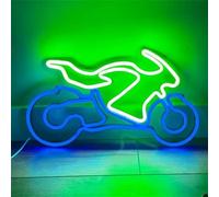 FINOTI Panneau néon LED pour moto - À suspendre au mur - Veilleuse décorative pour vélo, magasin d'art, club, fête, sport, moto, chambre, garage, décoration murale cool - USB avec chaîne, B