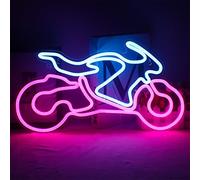 FINOTI Panneau néon LED pour moto, décoration murale, veilleuse décorative pour vélo, magasin d'art, club, sport, moto, chambre, garage, décoration murale cool, USB, avec chaîne, rose, acrylique