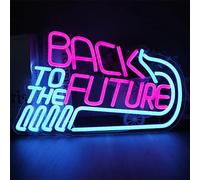 FINOTI Panneau néon LED Retour vers le futur pour jeu, fête, jeu vidéo, panneau lumineux, panneau ESports, décoration murale de fête, chambre à coucher, décoration murale d'intérieur avec