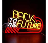 FINOTI Panneau néon LED Retour vers le futur pour jeu, fête, jeu vidéo, panneau lumineux, panneau ESports, décoration murale de fête, chambre à coucher, décoration murale d'intérieur avec