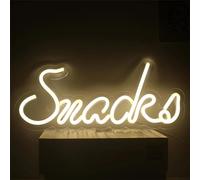 FINOTI Snacks Neon Sign Blanc Chaud néon pour Chambre Enfants Snacks LED Light Sign pour Bars Restaurants cafés Pubs Magasin décor LED Neon Light