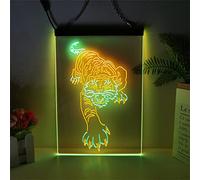 FINOTI Tiger Downhill Panneau néon à LED 2 couleurs pour moto, club, bar, hôtel, salle de jeux, café, décoration d'ambiance avec chaîne, F, 40 x 30 cm