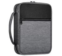 FINPAC Bible Cover, Carrying Book Case Church Bag Bible Protective with Handle and Zippered Pocket, Gift for Mother Lady Women Men, Gray