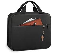 FINPAC Grande Couverture pour Bible, Sac à Main avec Fermeture Éclair et Poignée, Étui de protection pour Bible, cadeau parfait pour maman, enfants, filles, femmes, (Noir)