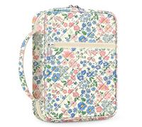 FINPAC Housse de bible, étui de transport pour livre d'église, sac de protection de la Bible avec poignée et poche zippée, cadeau pour mère et femme, beige floral