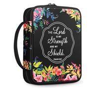 FINPAC - Housse de Protection Florale avec Marque-Page - avec poignée et Poche arrière zippée - Cadeau Parfait pour Les Filles, Les Femmes, Les mères, Les Enfants (Noir)