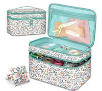 FINPAC Trouse a Coudre, Sac Rangement pour Kit de Couture Double Couche, Organisateur pour Accessoire Couture pour aiguilles, fil et Autres Matériel de Couture (Aucun Accessoire Inclus), (Printemps)