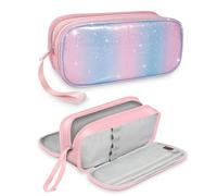 FINPAC Trousse à Crayons Grande Capacité, Trousse Scolaire avec 3 Compartiments, Sac Porte-Stylo Fournitures Scolaires Papeterie Organisateur pour Collège Bureau étudiants, (Ombre Scintillante)