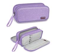 FINPAC Trousse à Crayons Grande Capacité, Trousse Scolaire avec 3 Compartiments, Sac Porte-Stylo Fournitures Scolaires Papeterie Organisateur pour Collège Bureau étudiants, (Violet Clair)