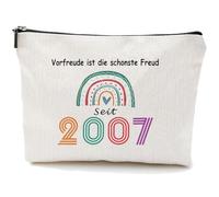 Finrray Trousse de maquillage arc-en-ciel multifonction en toile avec chiffres - Cadeau idéal pour la fête des mères, la fête des enseignants, Thanksgiving, un anniversaire, blanc cassé, Numéro 2007